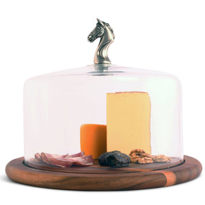 Vagabond House Equestrian Wood 13" D Horse Glass Covered Cheese Wood Board