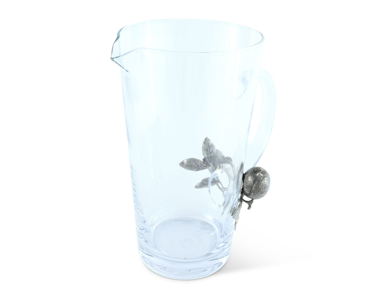 Vagabond House Farmer&#39;s Market Glass Pitcher Pewter Lemon Bouquet Handle