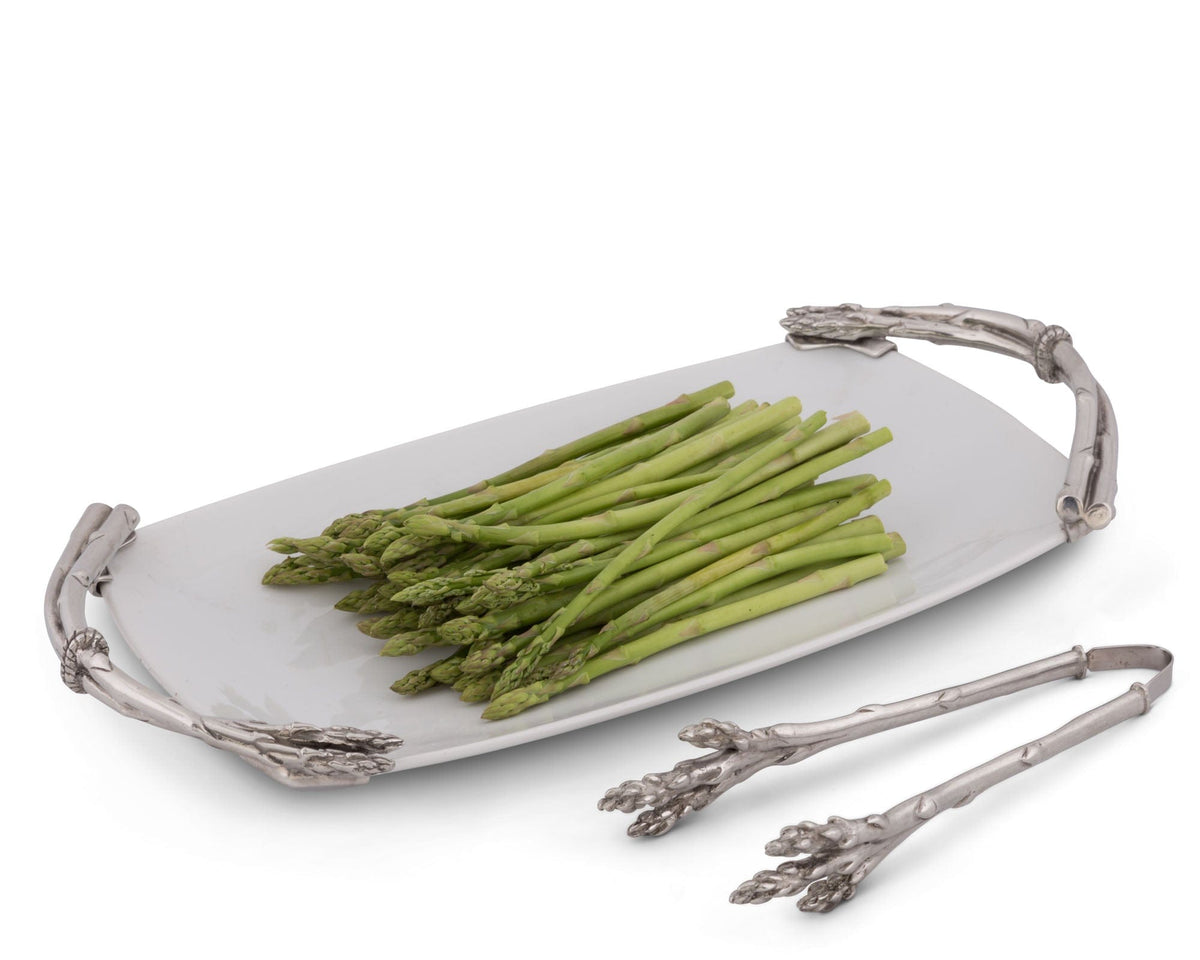 Vagabond House Farmer&#39;s Market Pewter Asparagus Pattern Tongs