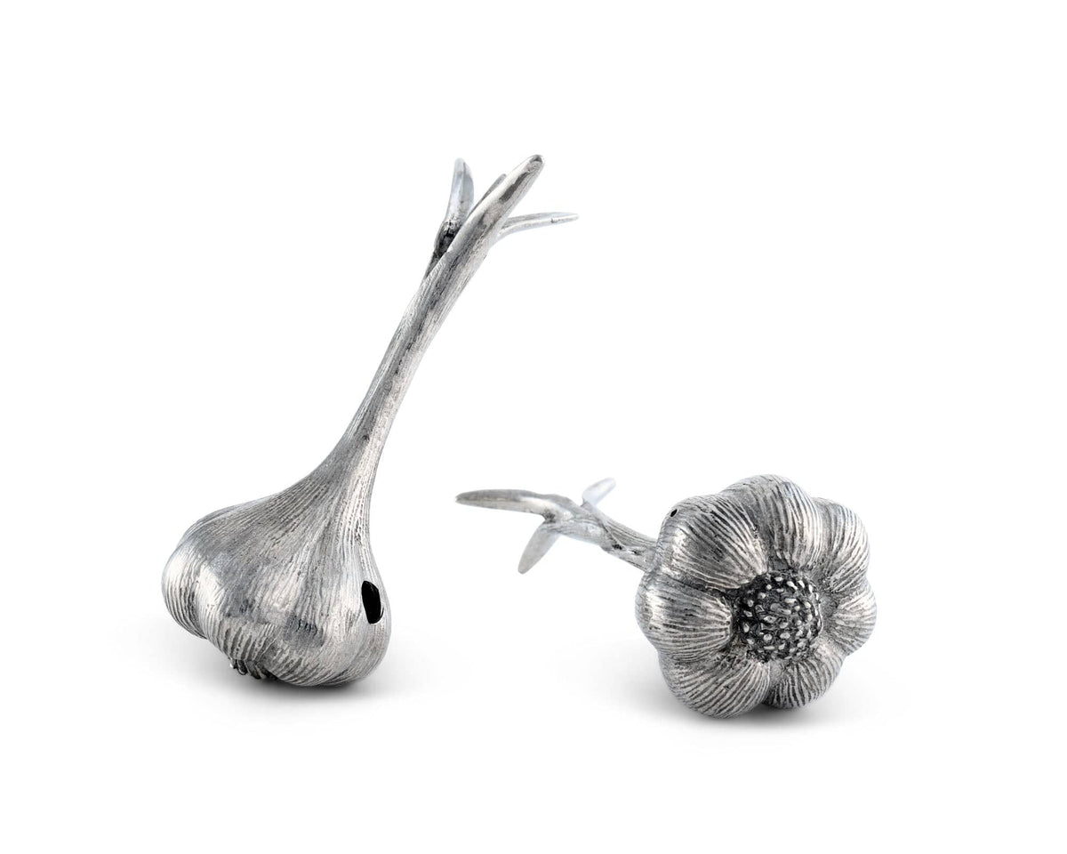 Vagabond House Farmer&#39;s Market Pewter Garlic Salt &amp; Pepper Set