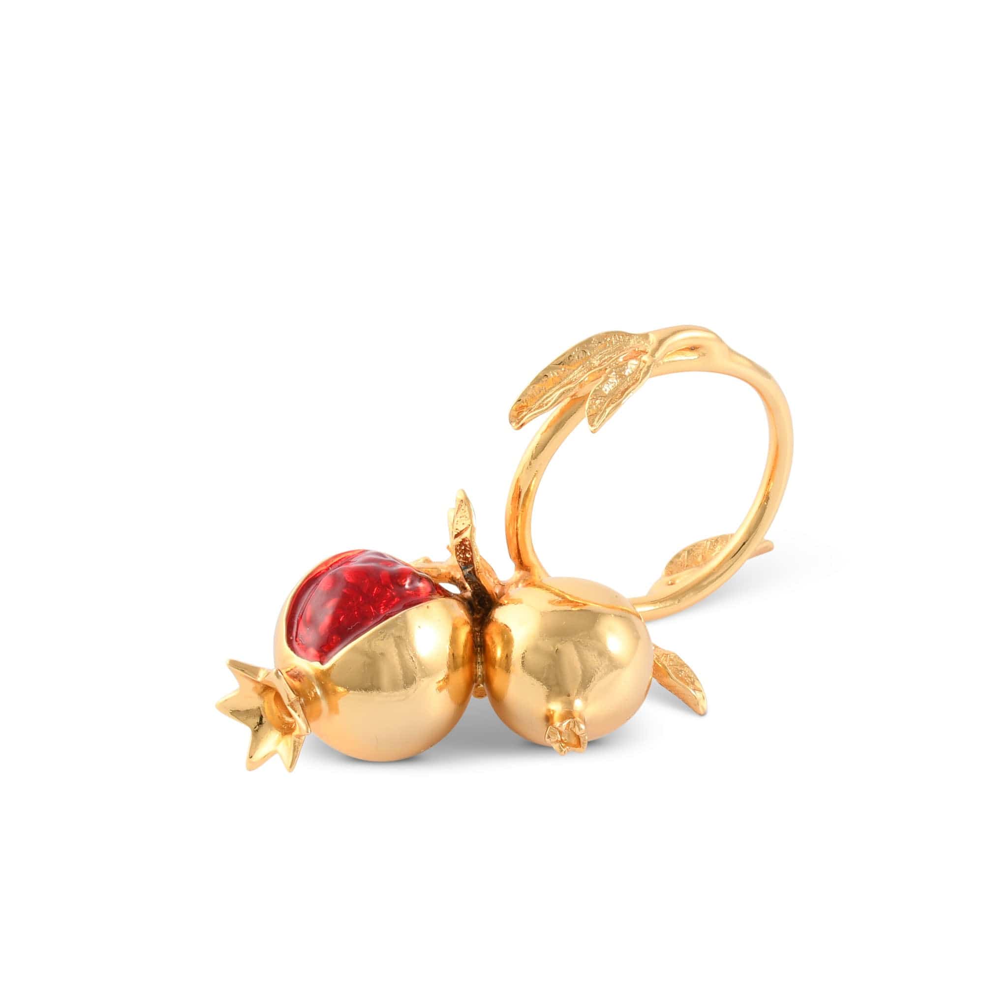 4 Pomegranate Napkin Rings - Gold