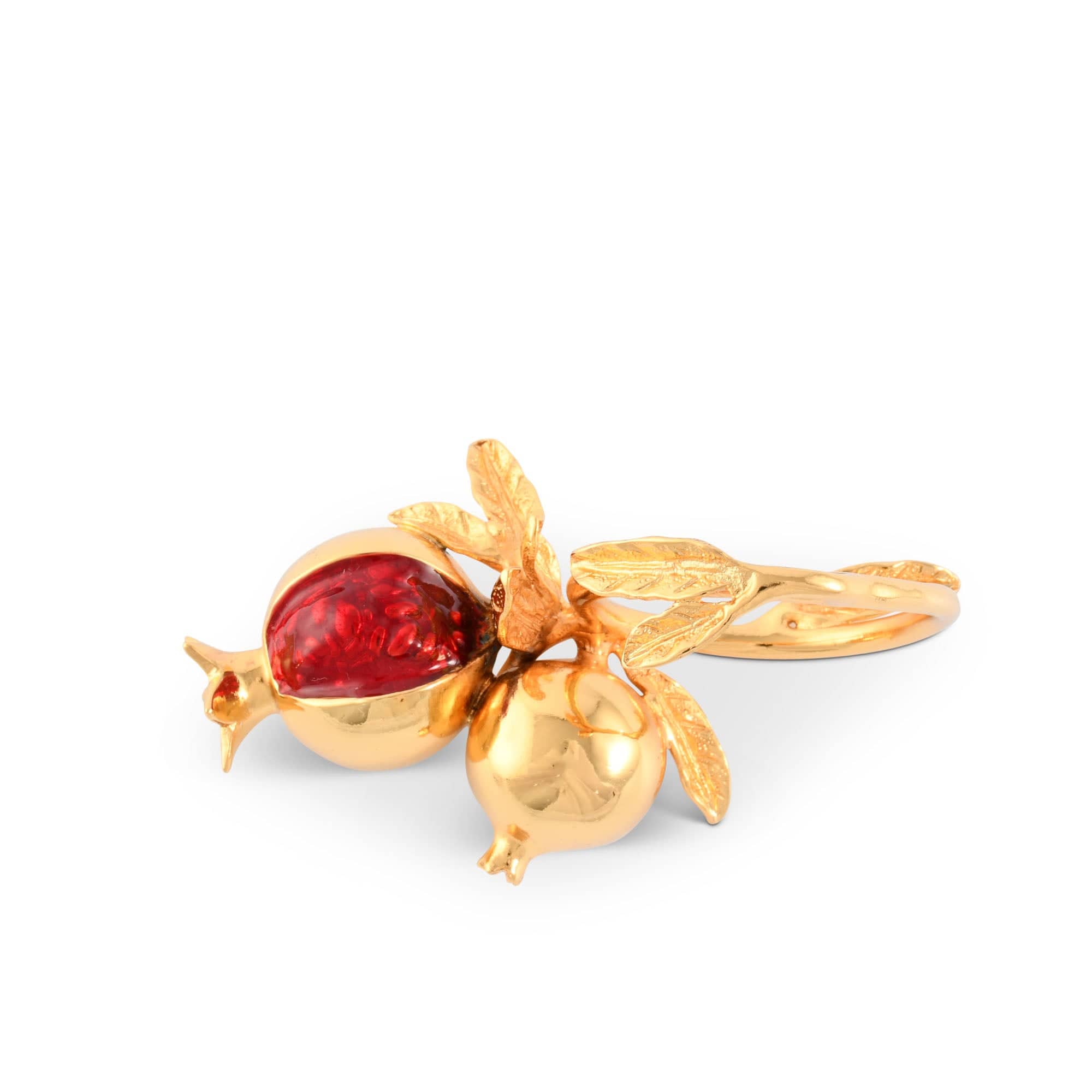 4 Pomegranate Napkin Rings - Gold