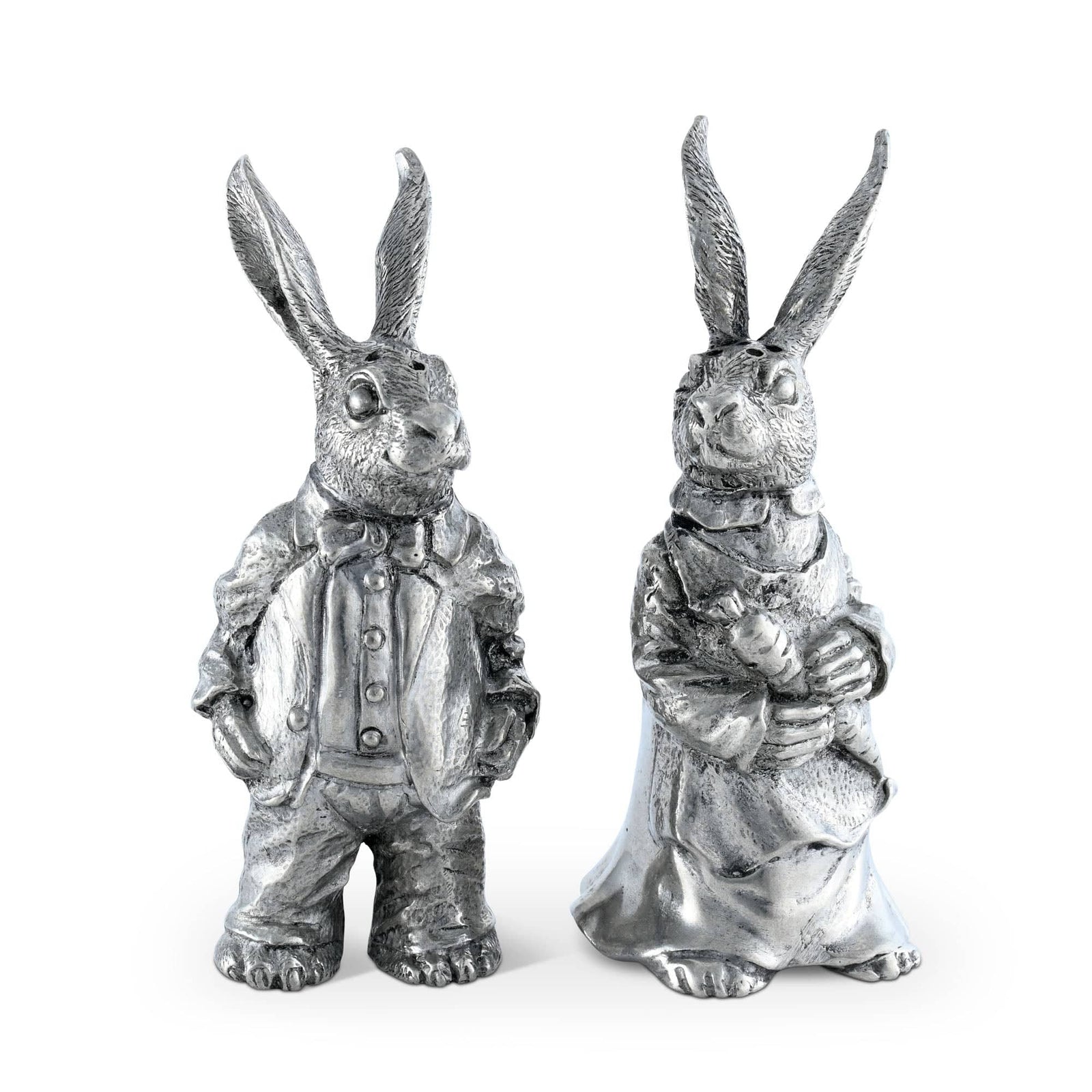Vagabond House Garden Friends Dressed Rabbits Salt & Pepper Set