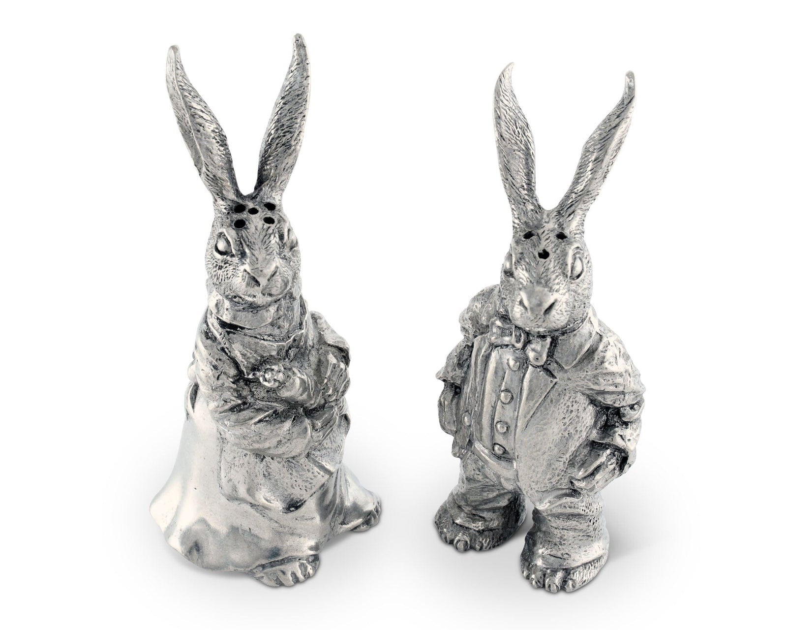 Vagabond House Garden Friends Dressed Rabbits Salt & Pepper Set