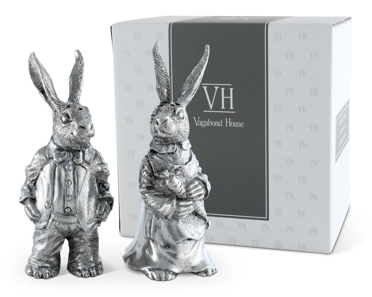 Vagabond House Garden Friends Dressed Rabbits Salt &amp; Pepper Set