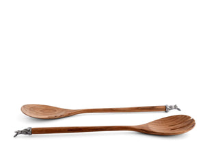 Teak Salad Servings with Pewter Bunny End