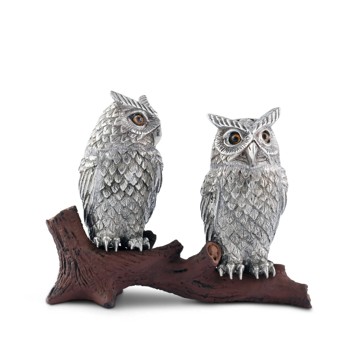 Vagabond House Harvest Owl on Log Salt and Pepper Shaker