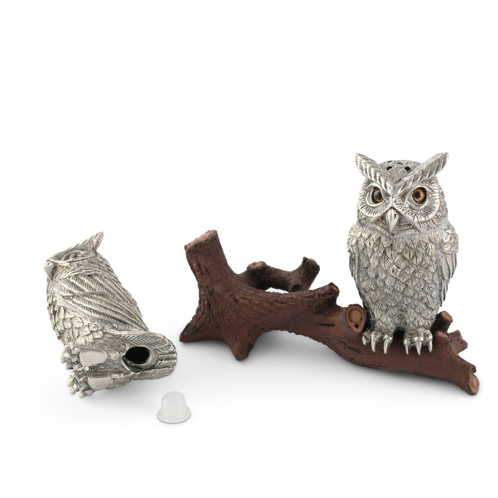 Vagabond House Harvest Owl on Log Salt and Pepper Shaker