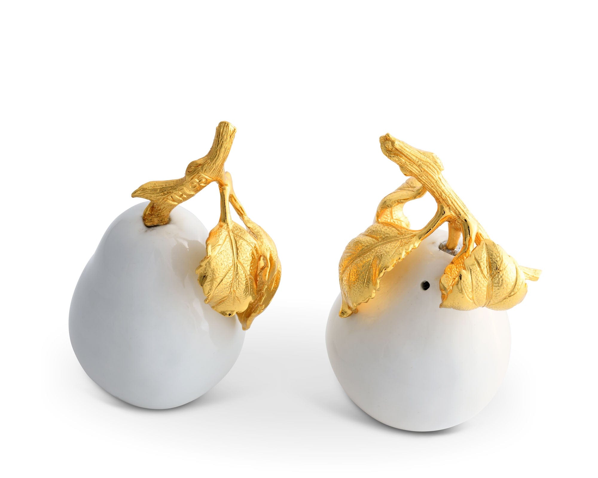 Vagabond House Harvest Porcelain Pear Salt and Pepper with Gold Leaf