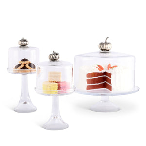 Vagabond House Harvest Pumpkin Knob Glass Covered Cake / Dessert Stand