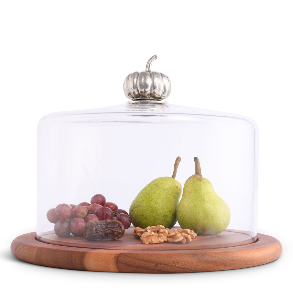 Vagabond House Harvest Wood 13&quot; D Pumpkin Glass Covered Cheese Wood Board