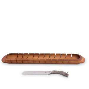 Vagabond House Lodge Style Baguette Board with Antler Bread Knife