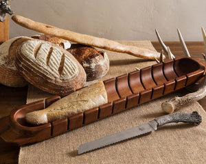 Vagabond House Lodge Style Baguette Board with Antler Bread Knife