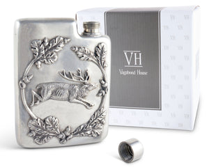 Vagabond House Lodge Style Black Forest Pewter Flask