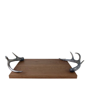 Vagabond House Lodge Style Cheese Tray With Pewter Antler Handles