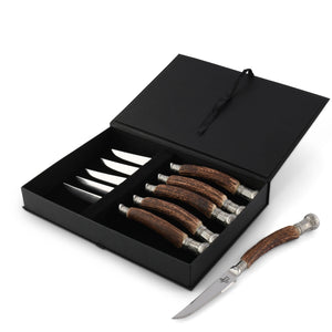 Vagabond House Lodge Style Composite Antler King Crown Steak Knife Set