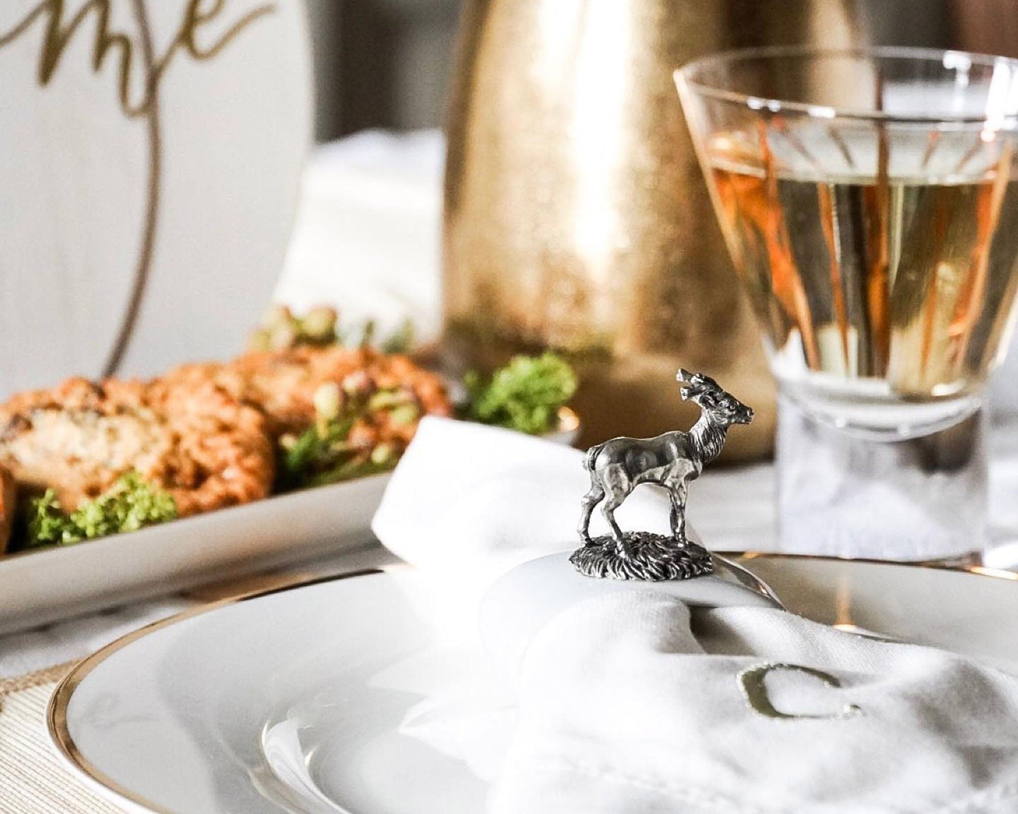 Vagabond House Lodge Style Deer Stoneware Napkin Ring