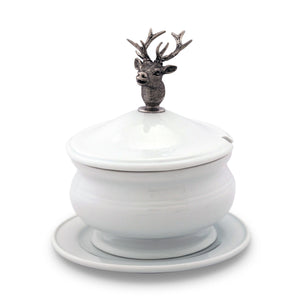 Vagabond House Lodge Style Elk Bust Porcelain Lidded Bowl
