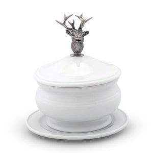 Vagabond House Lodge Style Elk Bust Porcelain Lidded Bowl