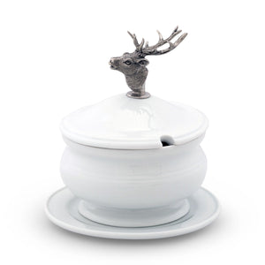 Vagabond House Lodge Style Elk Bust Porcelain Lidded Bowl