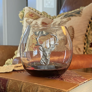Vagabond House Lodge Style Elk / Deer Stemless Wine Glass