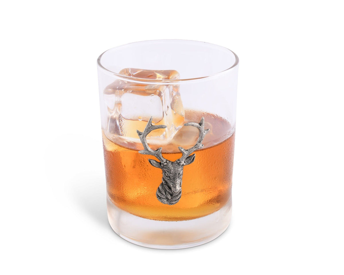 Vagabond House Lodge Style Elk Head Double Old Fashion Bar Glass