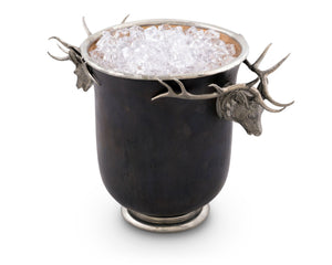 Vagabond House Lodge Style Elk Head Handle Bronze Ice Bucket
