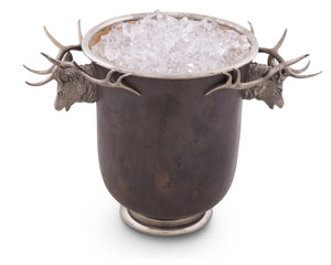 Vagabond House Lodge Style Elk Head Handle Bronze Ice Bucket