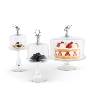 Vagabond House Lodge Style Elk Head Knob Glass Covered Cake / Dessert Stand