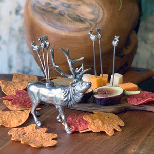 Vagabond House Lodge Style Elk Pewter Cheese Pick Set