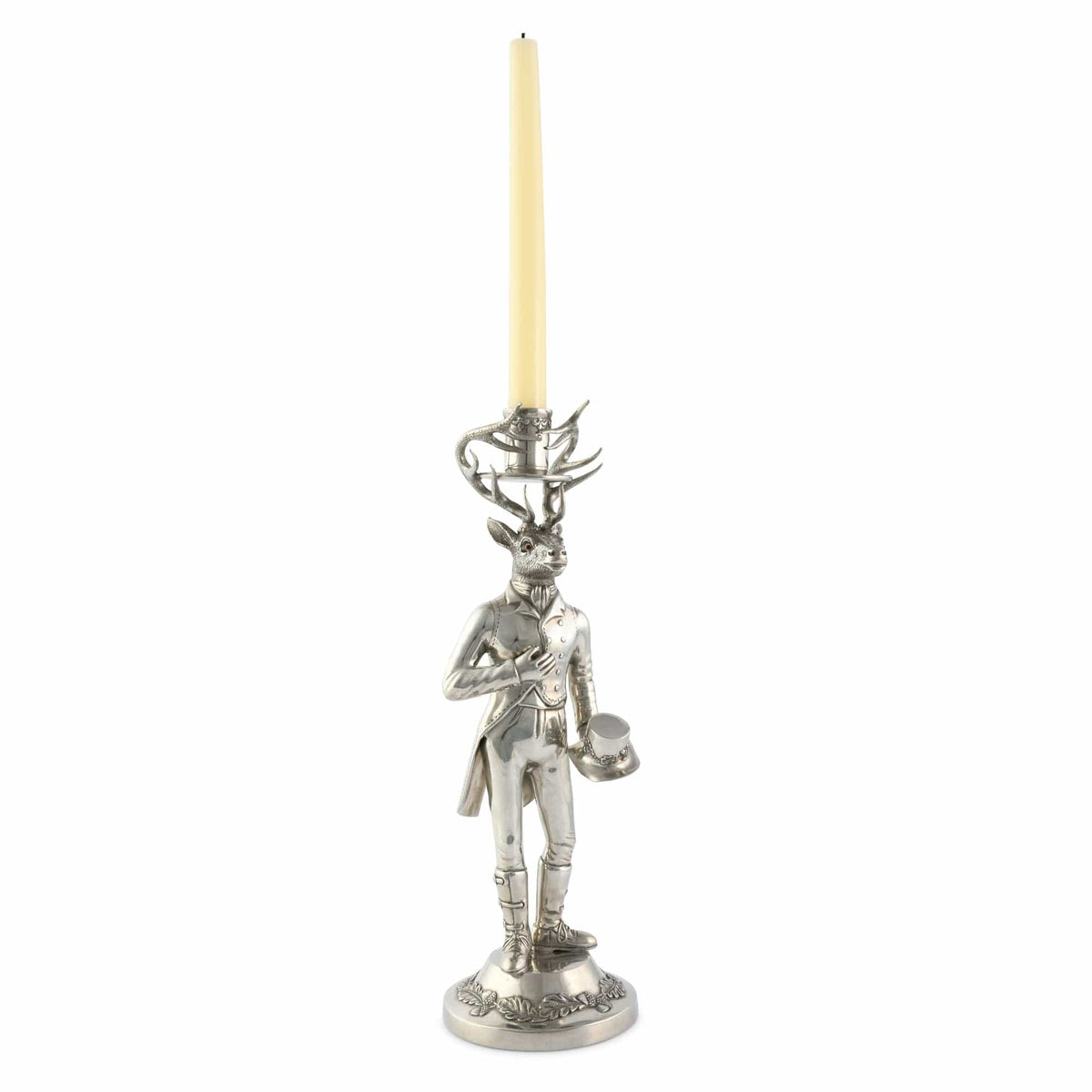 Vagabond House Lodge Style Gentleman Elk Tall Candlestick