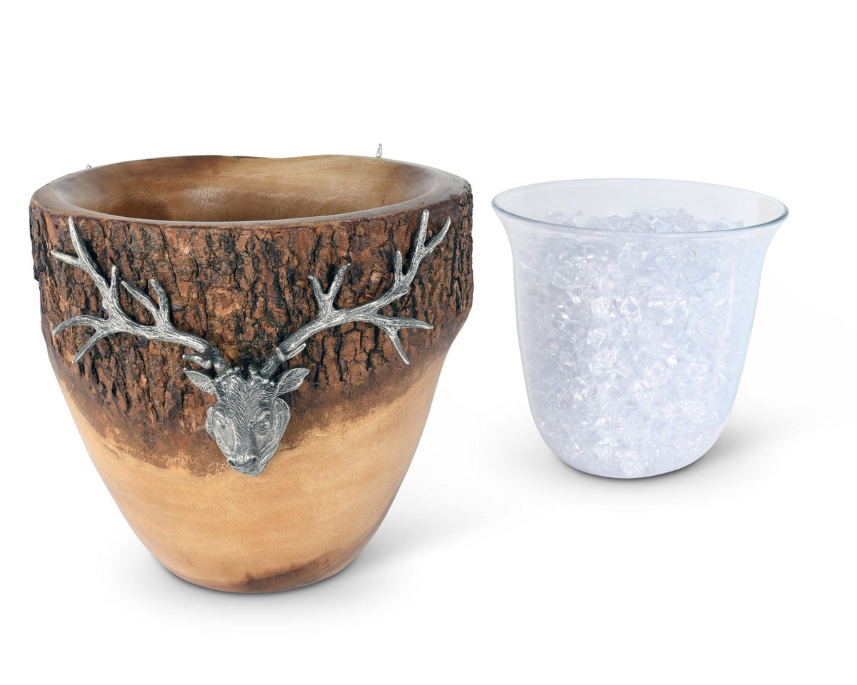 Vagabond House Lodge Style Natural Log Elk Ice Bucket