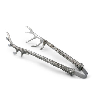 Vagabond House Lodge Style Pewter Antler Pattern Ice / Bread Tongs