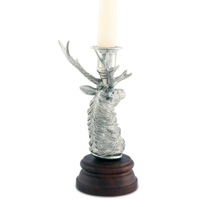 Vagabond House Lodge Style Pewter Elk 1 Taper Candlestick