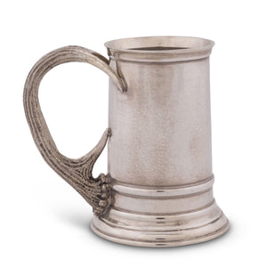 Vagabond House Lodge Style Pewter English Mug with Composite Antler Handle