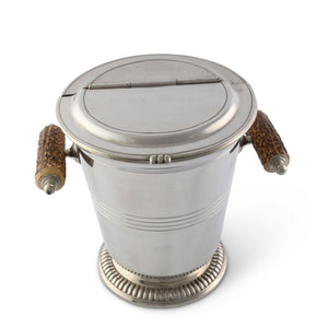 Vagabond House Lodge Style Pewter Ice Bucket with Antler Handles