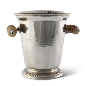 Vagabond House Lodge Style Pewter Ice Bucket with Antler Handles