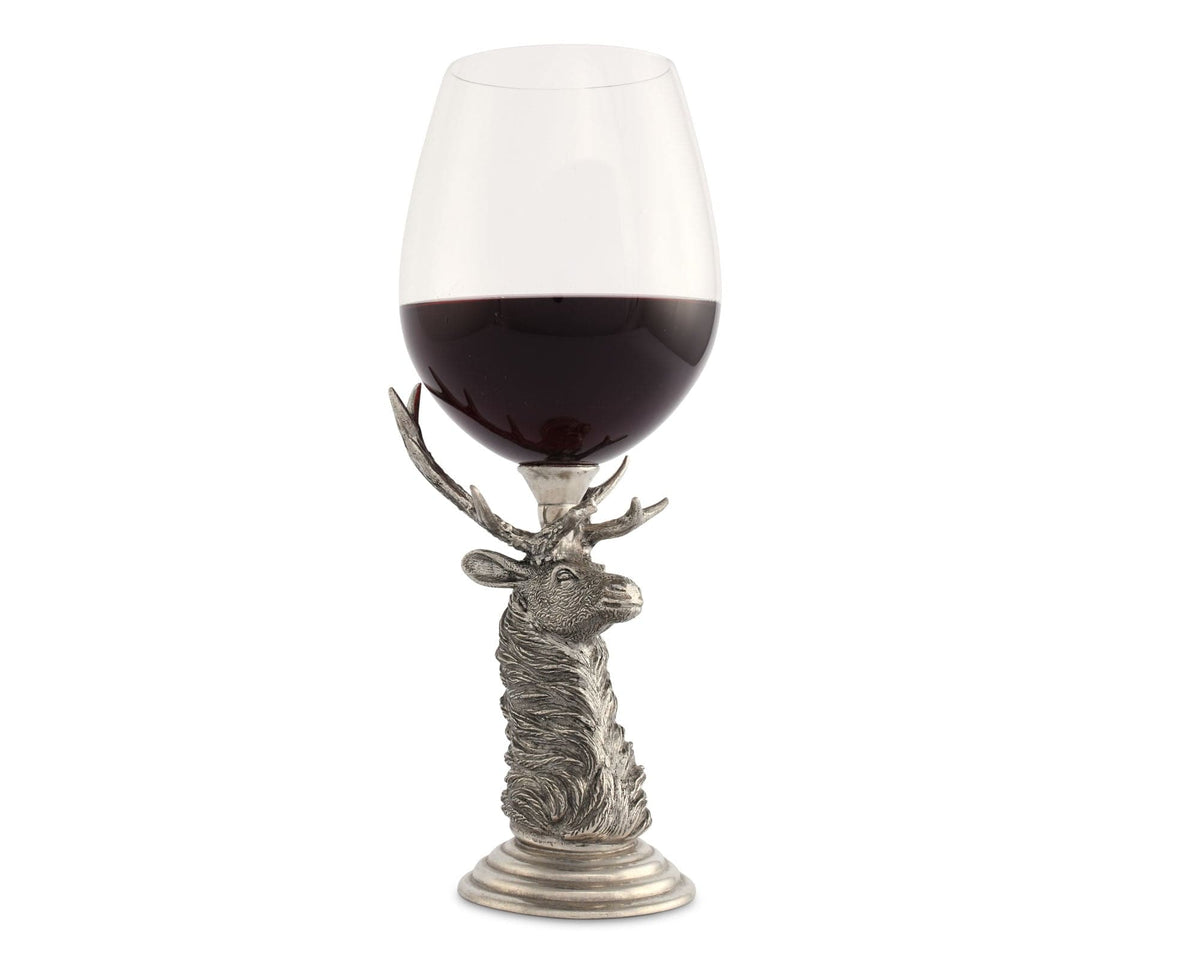 Vagabond House Lodge Style Red Wine - 9.75&quot; H 15 oz. Pewter Elk Stemware