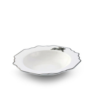 Vagabond House Lodge Style Running Elk Bone China Scallop Soup Plate Platinum Rim