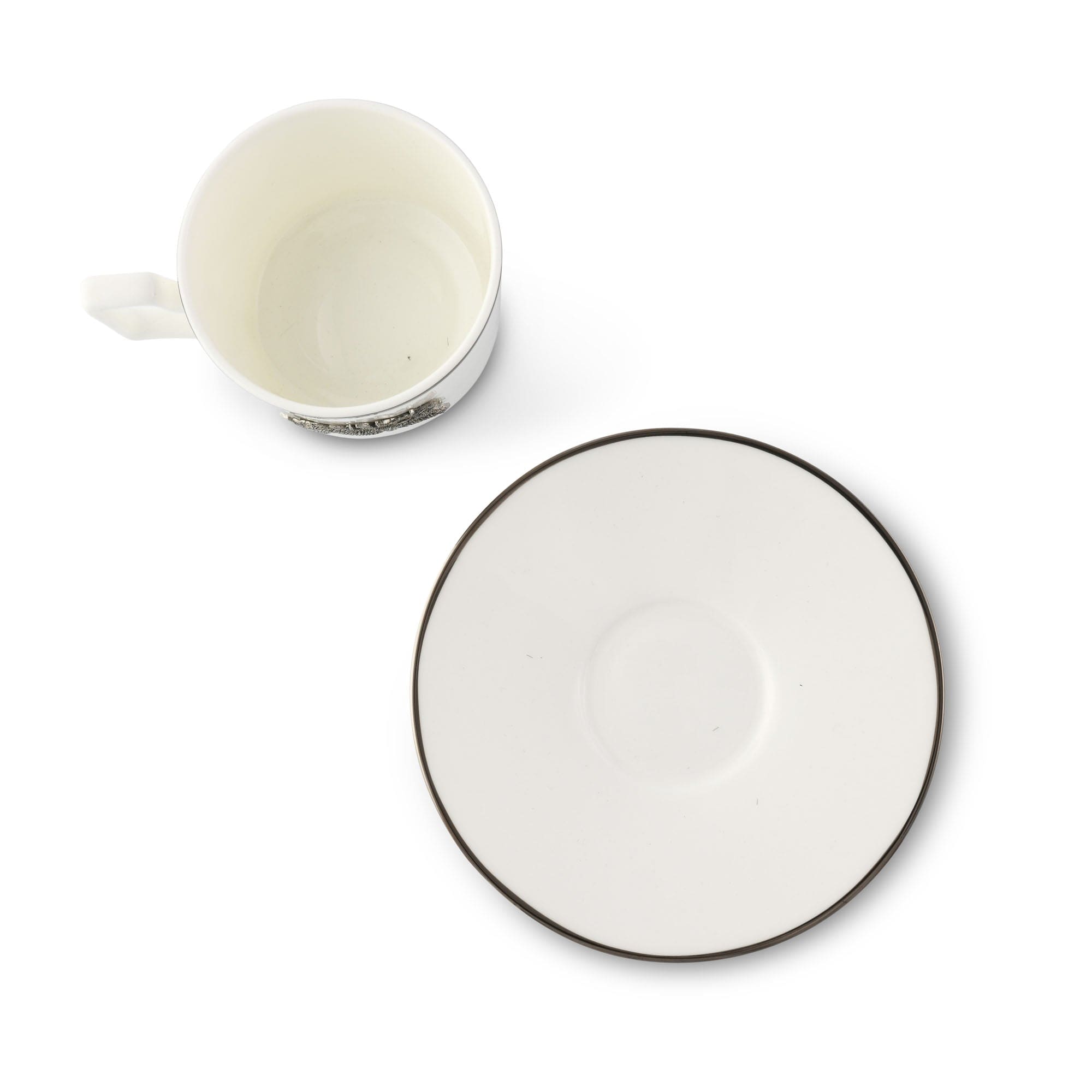 Vagabond House Lodge Style Running Elk Cup and Saucer Bone China Platinum Rim