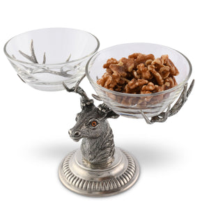 Vagabond House Lodge Style Stag Head Double Condiment Bowl