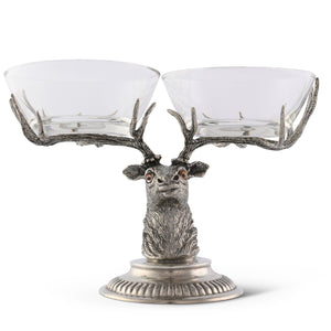 Vagabond House Lodge Style Stag Head Double Condiment Bowl