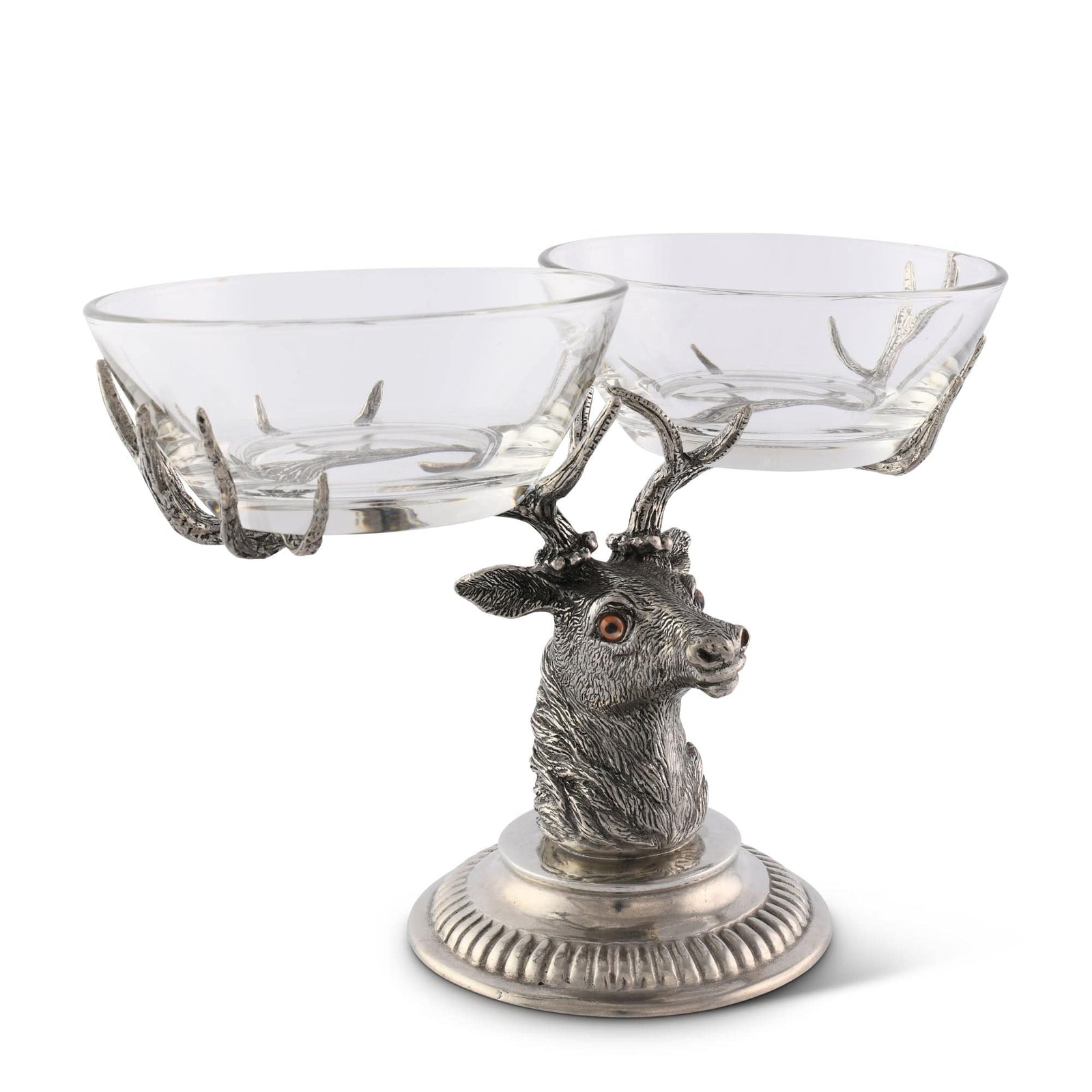 Vagabond House Lodge Style Stag Head Double Condiment Bowl