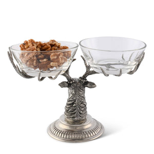 Vagabond House Lodge Style Stag Head Double Condiment Bowl