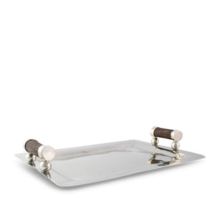 Vagabond House Lodge Style Stainless Serving Tray Composite Antler Handles