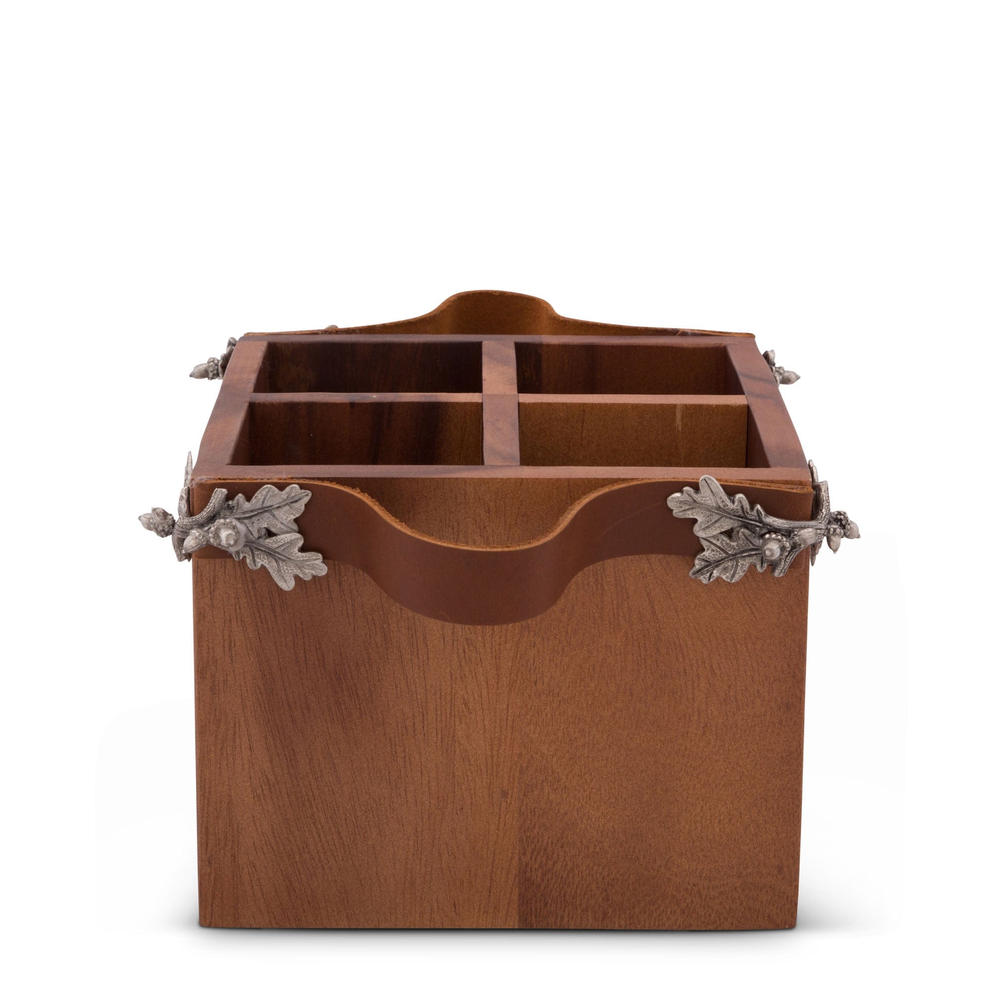 Vagabond House Majestic Forest Acorn Oak Leaf Flatware Caddy - Square Box Wood