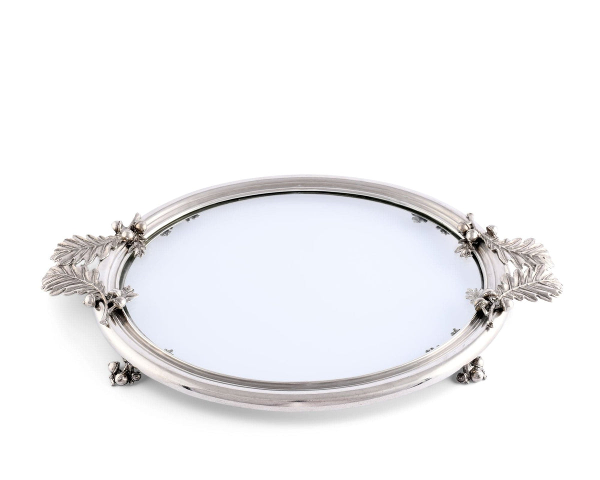 Vagabond House Majestic Forest Acorn &amp; Oak Leaf Oval Glass Tray