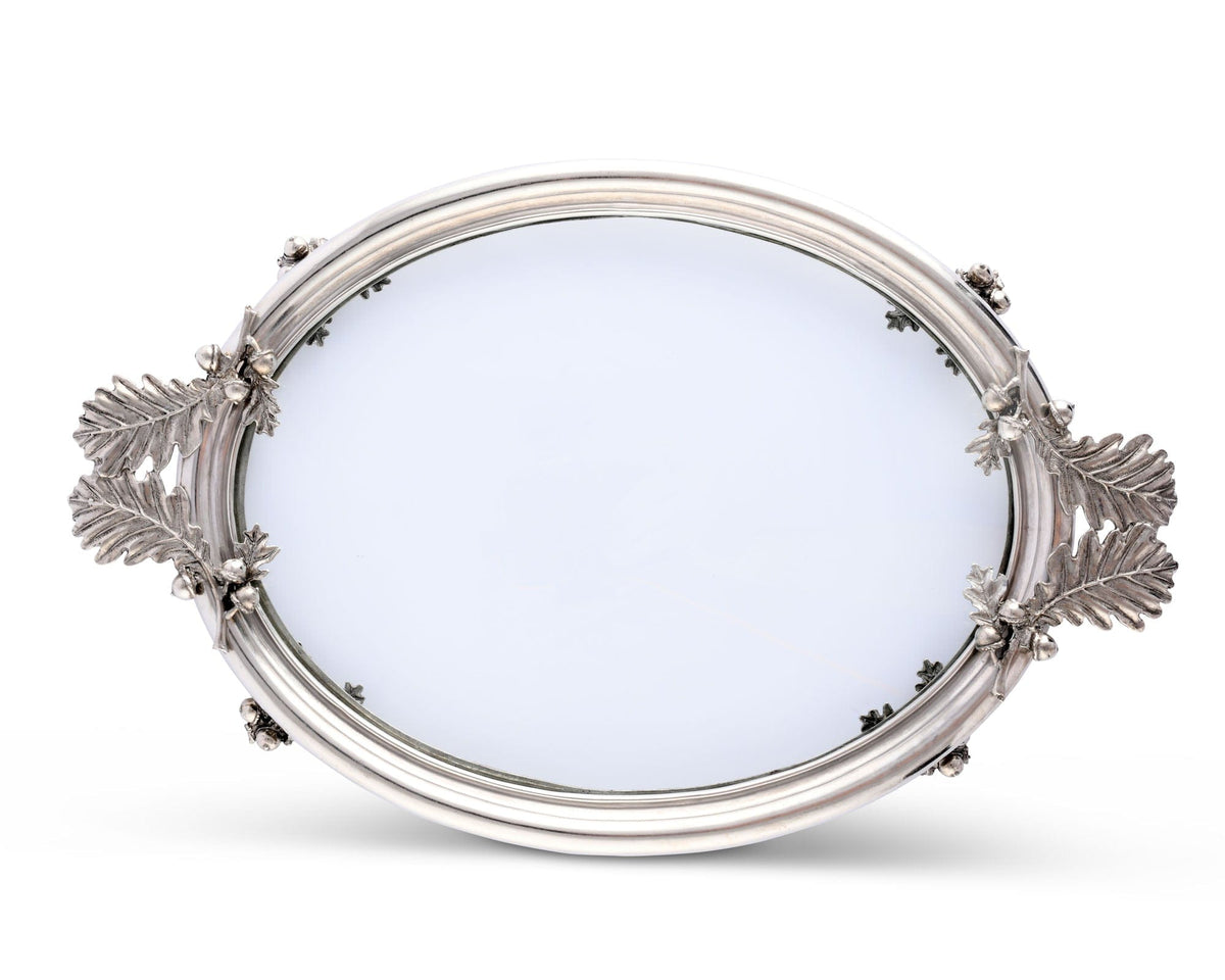 Vagabond House Majestic Forest Acorn &amp; Oak Leaf Oval Glass Tray