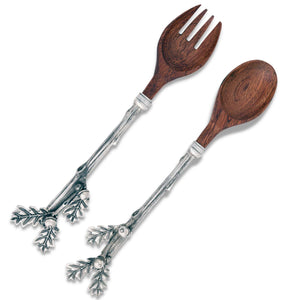 Vagabond House Majestic Forest Acorn & Oak Leaf Salad Server Set