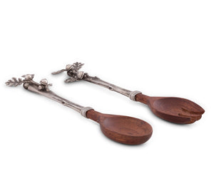 Vagabond House Majestic Forest Acorn & Oak Leaf Salad Server Set